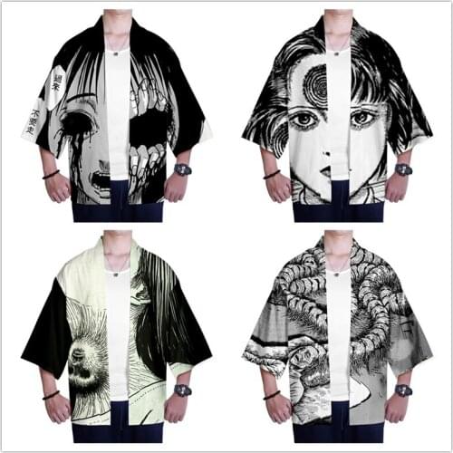 Junji Ito 3D Printed Japanese Kimono Haori Yukata Cosplay Fashion Summer Casual Cool men/womens Short Sleeve Streetwear tops