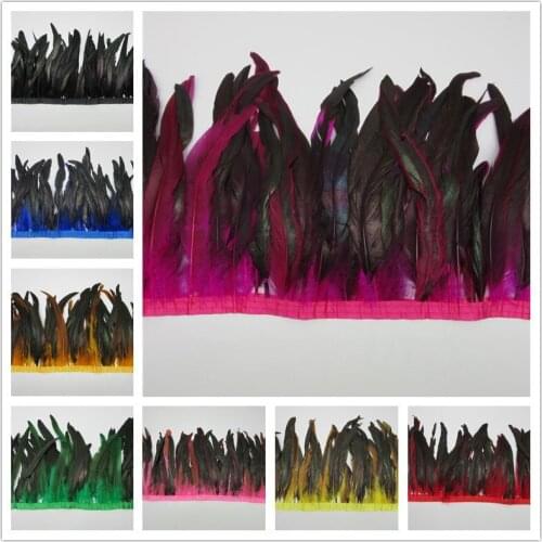 YY-tesco 2 Yards/lot Rooster tail Feather Trims Ribbon 25-30cm/10-12 inch Sewing Dress Party Clothing Decoration Crafts Plumas