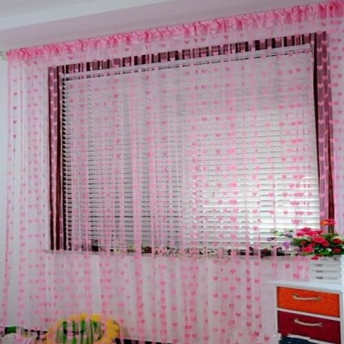 Clearance Sale Romantic Heart Love Sheer Curtains Children Bedroom Living Room Decoration Window Gordijnen Tulle Curtain Cortina