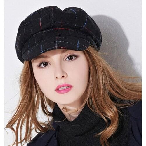 Xthree womens cottoon octagonal cap winter hat with visor fashion cap girl spring hat