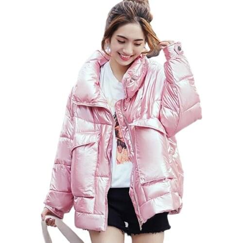 2019 winter parkas women short down cotton jacket fashion stand collar female thicken Loose cotton-padded jacket Plus size G615