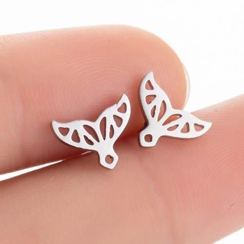 Stainless Steel Charm Mermaid Tail Stud Earrings Punk Whale Tail Shaped Jewelry for Women Girls