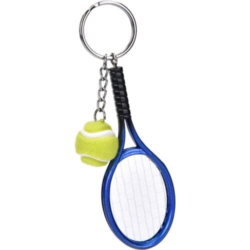 1Pc New Mini Tennis Shape Keychain Funny Zinc Alloy Car Key Rings