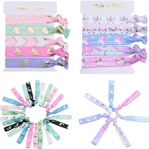 10Pcs/lot Unicorn Mermaid Hair Bands Ladies Girls Knotted Hair Ties Bracelet Wristband Elastic Hair Rope Hair Accessories Supply