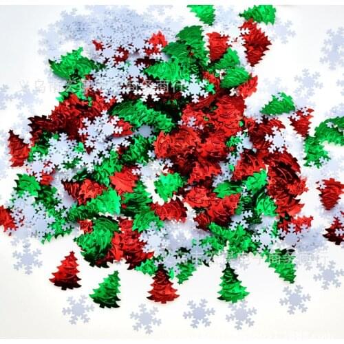 2021 New Year Christmas Snowflakes Sequins Xmas Tree Paper Scraps Ornaments Gifts Present Box Decoration Table Decorations
