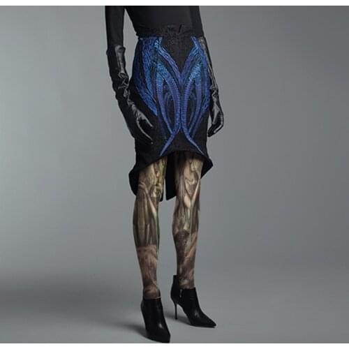 2020 Crotchless Stockings Polyester Medias Pantis Woman Women Tights New Pantyhose Print Dark Oil Painting Female