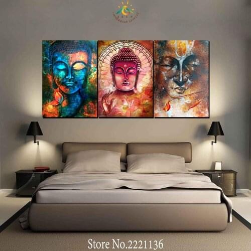 3 Pieces Oil Buddha Pictures Modern Wall Art Canvas Printed Painting HD Prints Modular Poster Wall Pictures for Home Decor