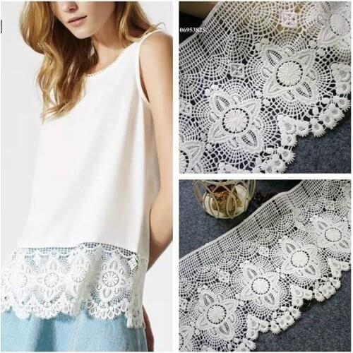 3Yard/Lot Cotton Line Water Soluble Embroidered Lace Trim Wide 17CM Costumes Clothes Skirt Stitching Dress Home Accessories