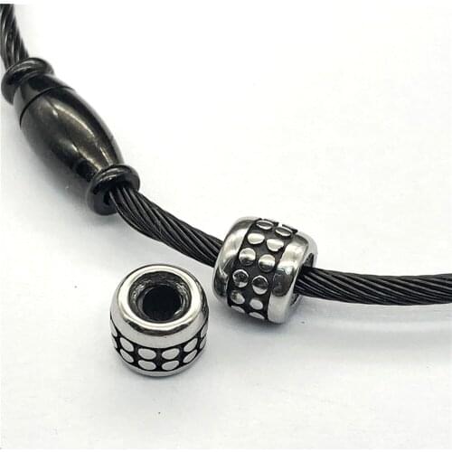 316l Stainless Steel 3mm Hole Spot Engrave Cylinder Spacer Bead Fit Charm Bracelet Necklace DIY Jewelry Making