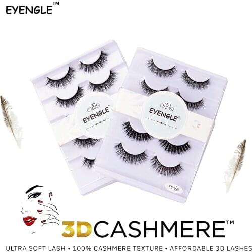 EYENGLE MIX 5Pairs 3D CASHMERE Faux Mink Eyelashes Soft Natural Wispy Reusable False Eyelash Fluffy Long Cross Lashes Make Up