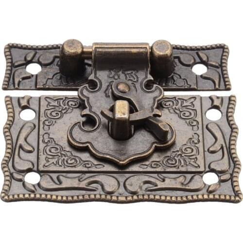 1 pcs Antique Jewelry Wooden Box Decoration Latch Hasp For Cabinet Drawer Lock Safes Hasps Furniture Hardware Tools