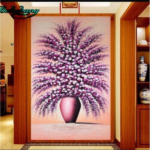 Beibehang Custom Wallpaper Mural Decorative Purple Radiation Cutter Vase Flower Art Exposition