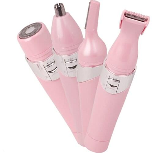 Hair Trimmer Electric Eyebrow Ear Hair Shaver Razor Women 4 In 1 Portable Clipper Removal Safe Cleaner Leg Underarm