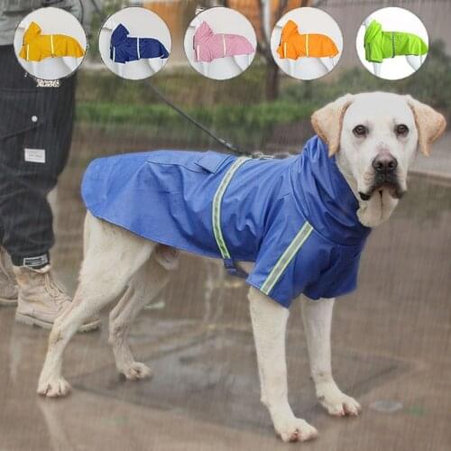 Dog Hooded Raincoats Reflective Large Dogs Rain Coat Waterproof Jumpsuit Fashion Outdoor Breathable Water Resistant Clothes