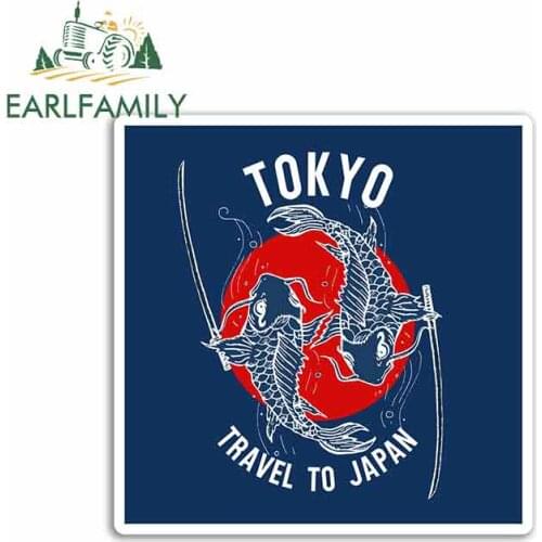 EARLFAMILY 13cm x 13cm For Tokyo Japan Koi Carp Fish Funny Car Stickers Vinyl Car Wrap DIY Motorcycle Stickers Bumper Decoration