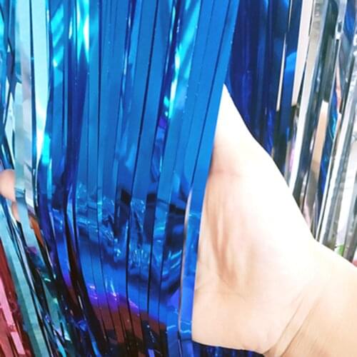 1Pack Party Backdrop Metallic Foil Fringe Tinsel Curtain Birthday Decorations, For Birthday Graduation Wedding Party 1*2m