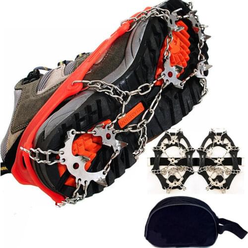 Quality Outdoor Climbing Antiskid Crampons Winter Walk 18 Teeth Ice Fishing Snowshoes Manganese Steel Slip Shoe Covers