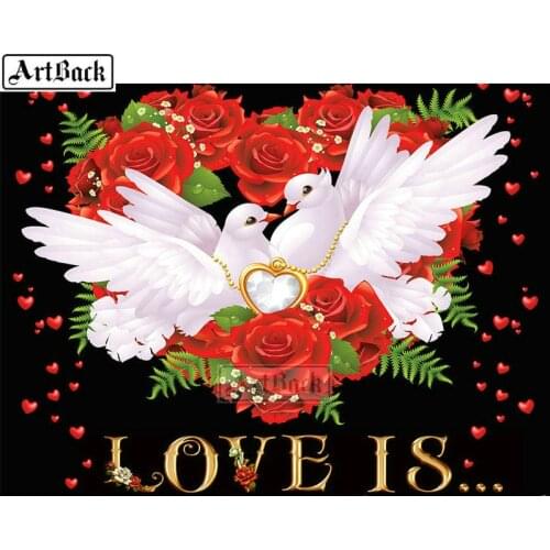 Full square 5d diamond painting pigeon love rose 3d diamond embroidery rhinestone mosaic decorative painting animal