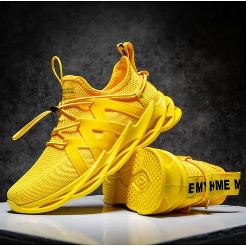 New Hot Fashion Yellow Men Sneakers Mesh Sports Running Shoes For Men Lightweight Men Casual Shoes Breathable Outdoor Blade Shoe