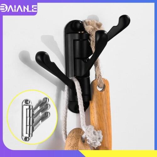 Robe Hook Black Bathroom Hooks for Towels Key Bag Clothes Rack Rotate Decorative Coat Hooks Wall Mounted Hotel Bathroom Hardware