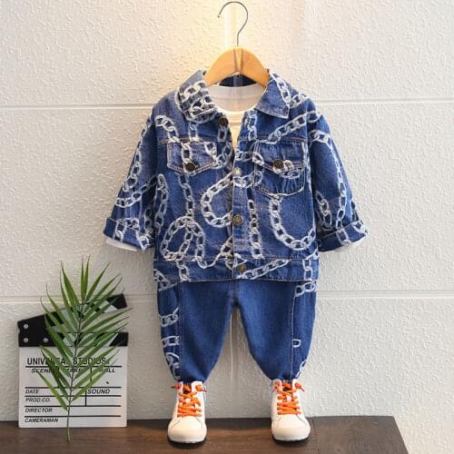 New Spring and Autumn Baby Boys Clothes Casual Denim Jacket+jeans Kids Clothing Sets 2 Pcs Childrens Clothing Boys Sets1-5 Y