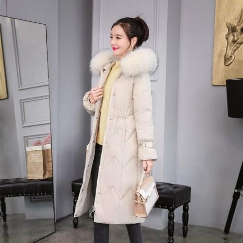 Brand Clothes Large Fur Duck Down Jacket Women Winter Long Down Coat Female Thick Warm Casaco Overcoat Hiver LW1755