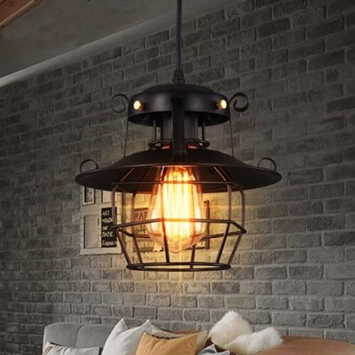 Industrial style loft chandelier retro restaurant restaurant bar aisle corridor single head wrought iron pot cover lamp