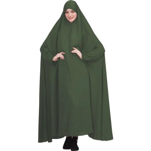 Eid Muslim Women Prayer Dress Ramadan Turkey Abaya Hooded Prayer Garment Long Khimar Jilbab Full Cover Gown Islamic Burka Niqab