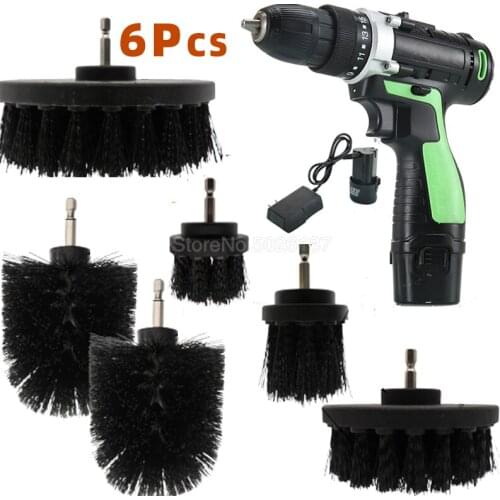6PCS Drill Brush Attachments Set Cleaning For Grout All Purpose Power Scrubber Kit Cleaner Scrubbing Brushes Bathroom Surface