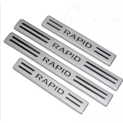 Stainless steel Scuff Plate/Door Sill Protector Sticker Car Styling For Skoda Rapid 2013 -2018 car-styling