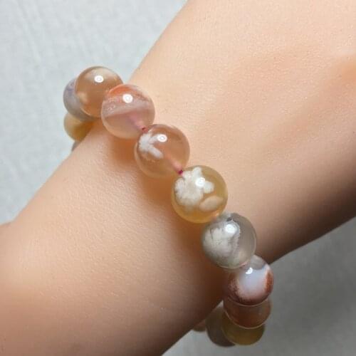 Natural ocean grass agate bracelet jade bracelets bangles genuine hand-carved 10-12mm round beads jade jewelry