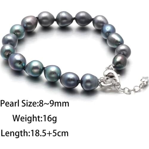 Irregular Natural Freshwater Pearl Rice-shaped Beads Bracelet Charms For Women Romantic Love Gift