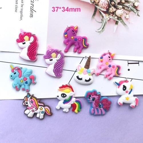 New Kawaii unicorn silicone accessories charms very cute keychain pendant necklace pendant for DIY stationery decoration