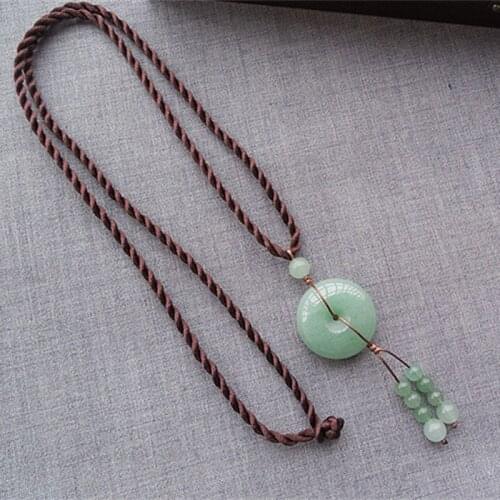 Drop Shipping Dongling Jade Safety Buckle Sweater Chain Nephrite Jade Necklace Pendant Winter Ladies Accessories