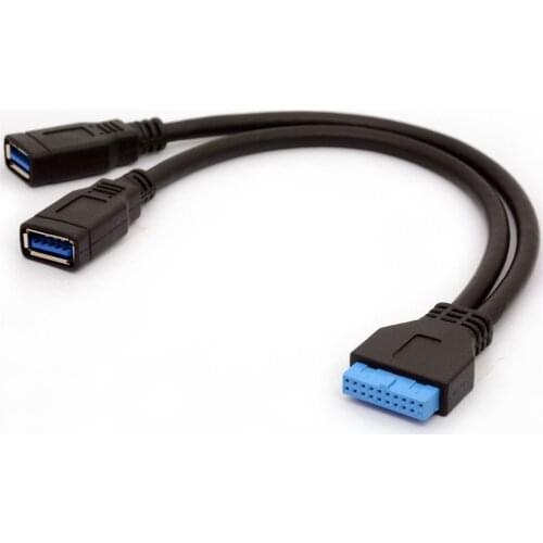 Connector USB 3.0 Panel Mount Dual Port USB 3.0 Female Screw Panel Mount to Motherboard 20 Pin Header Flat Cable Cord NEW