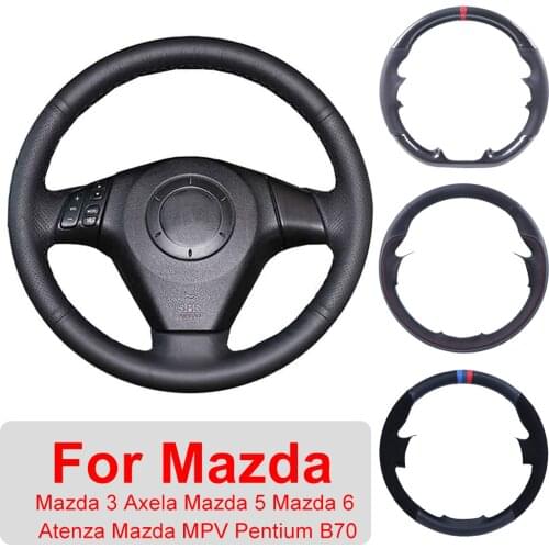 Customized Car Steering Wheel Cover For Mazda 3 Axela Mazda 5 Mazda 6 Atenza Mazda MPV Pentium B70 Leather Protective Wrap