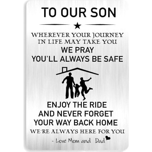 Son Gift,to Our Son Engraved Metal Wallet Card Inserts for Men,Inspirational Birthday Graduation Christmas Gifts DIY Wholesale