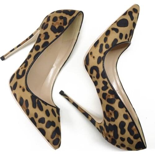 Real photos high quality woman leopard pointed toe high heel Stiletto pumps suede leopard high heel women shoes leopard shoes