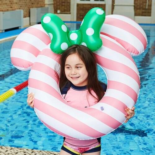 Pink Bow tie Cartoon Kids Swimming Ring Baby Inflatable Pool Float Ring Kids Pool Toy Float thick High quality Swimming Ring