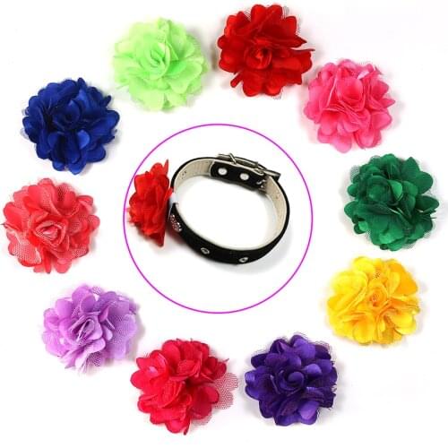 50pcs Removable Pet Collar Charms Chiffon Lace Pet Dog Cat Collar Accessories Bowties Fashion Pet Supplies Grrooming Product
