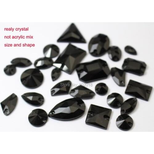 Shine as swaro sew on crystal jet color mix size and mix shape hot sell high quality free shipping