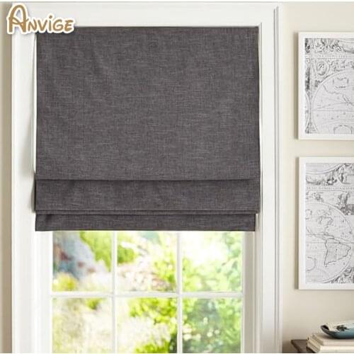 Modern Cotton/Linen Roman Shades ,Easy Install Washable Curtains ,Customized Window Curtain Drape