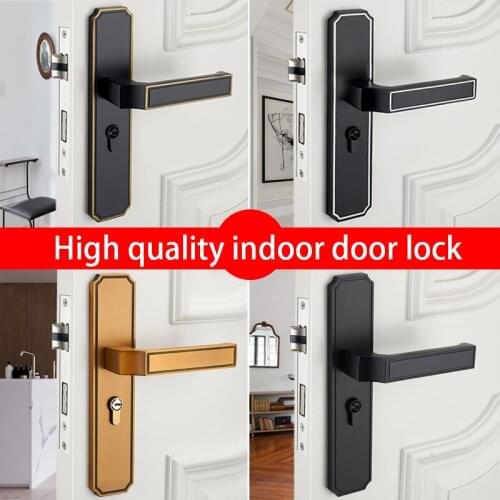 Light luxury simplicity Aluminum alloy silent door lock Bedroom Interior Door Handle Lock Security Mute Door Lock Household