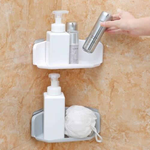 1PC Suction Cup Corner Shower Shelf Bathroom Shampoo Shower Shelf Holder Kitchen Storage Rack Organizer