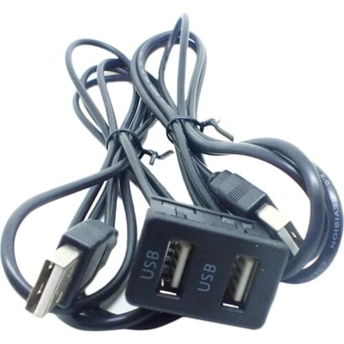 1.5M Car Vehicle Universal Dual USB Audio Dashboard Mounted Extension Cable