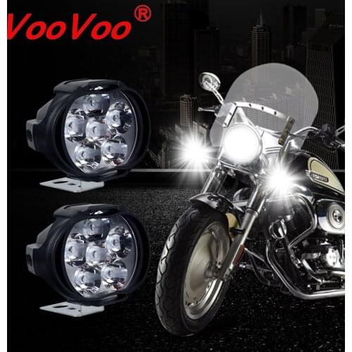 VooVoo 6 Leds Motorcycle Headlight Lamp 2PCS LED Moto Light Assembly Motorcycle 1200LM Scooters Spot Light 6000k White DC 9-85V
