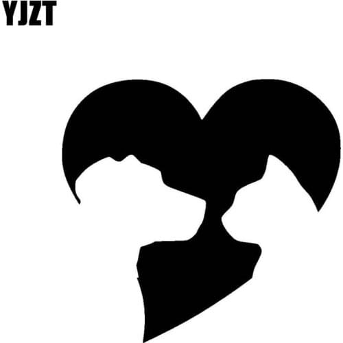 YJZT 13CM*12.4CM ANIMAL LOVER LOVE HEART VINYL DECAL CAT DOG CAR STICKER Black Silver C10-02325