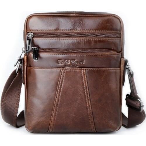 GOLD CORAL Genuine Leather Men Messenger Bag For Male Crossbody Shoulder Bag Male Cowhide Travel Casual Business Handbag Bags