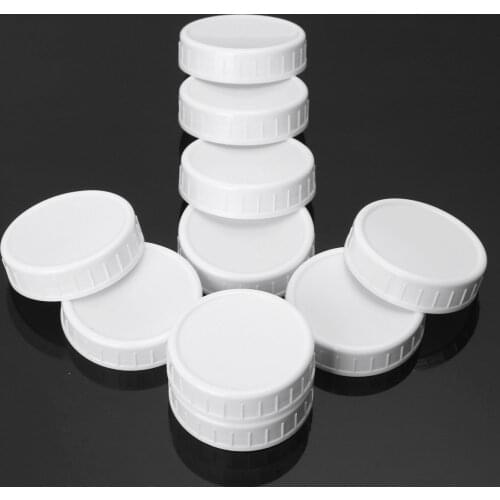 10Pcs 70mm White Plastic Unlined Ribbed Lids Storage Caps Replacements for Mason Jars Lids Canning Drinking Jars