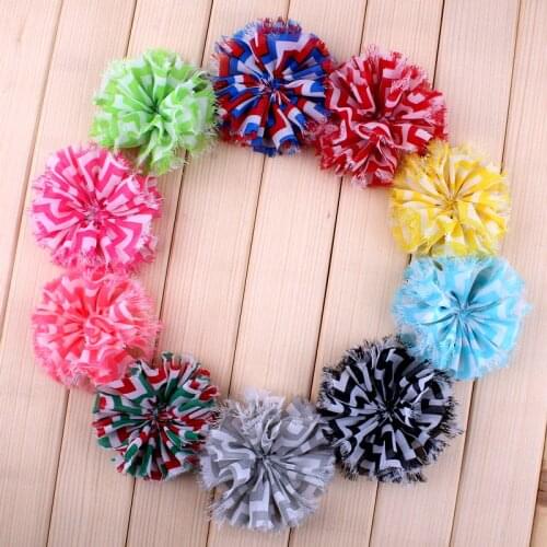120pcs/lot)3.6" 10 Colors Hot Sale Chiffon Flower For Lovely Kids Striped Leopard Shabby Flowers Accessories For Headband